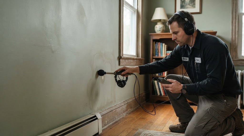 Acoustic sensor inspection for hidden plumbing leak